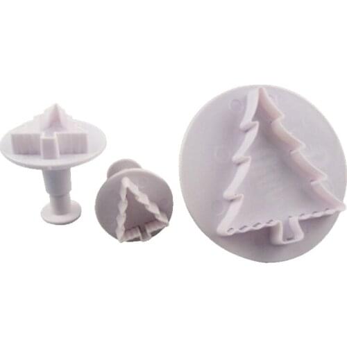 New Christmas Tree Plastic Cake Cookie Biscuit Cutter Printing Plunger Mold Fondant Baking Cake Decorating Tools Bread Mold