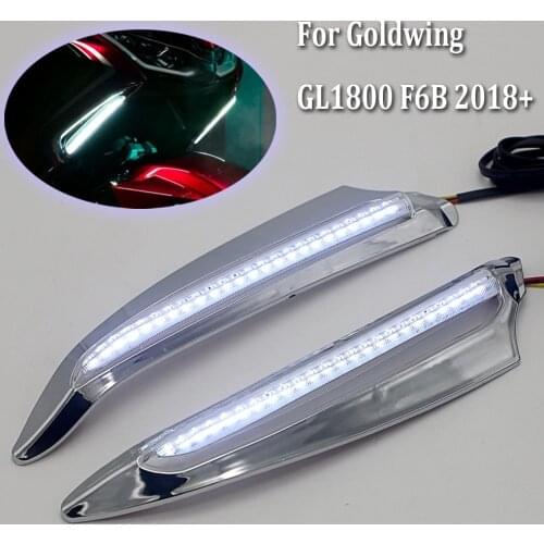 NEW GL1800 Black and Chrome Front Lighted Vent Trim LED Turn Signal Kit For HONDA GL 1800 Gold Wing F6B 2018 -UP 2019 2020 2021