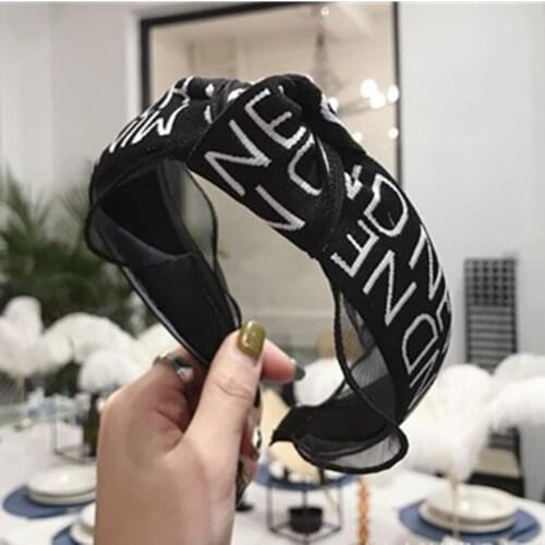 Letters Print Mesh Headband for Women Hair Accessories Hairband Adults Hair Decoration Hairband Knot Women Head Band Hair Hoop