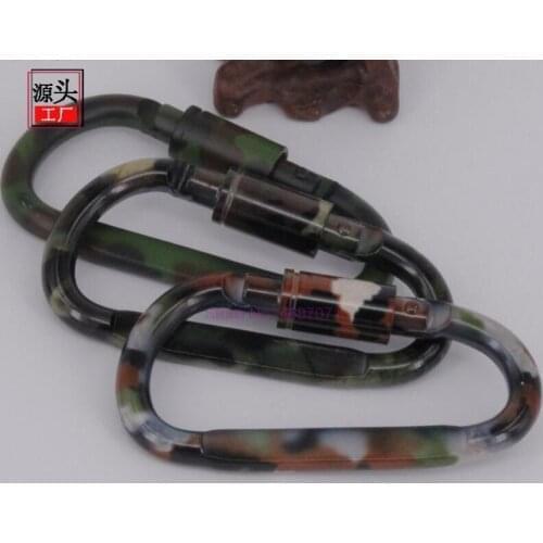 By DHL 1000pcs 8cm Multi Tool Carabiner Aluminium Alloy Camouflage D Shape Carabiner Outdoor Camping Buckle Survive Tools