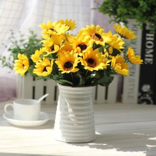 Pretty 1Bouquet Artificial Sunflower for Home Decor Wedding Decorative SunFlowers Crafts Decoration