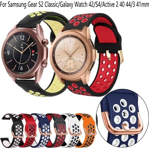 Silicone Original 20mm Watch band For Samsung Galaxy watch 3 41/42/S4/Active 2 40 44/Gear S2 Classic Bracelet Accessories Correa
