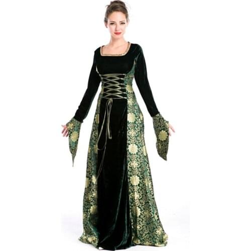 Deluxe Halloween Party Dresses Long Sleeves Sexy Fancy Queen Costume Dress M4724