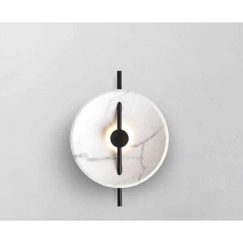 Nordic LED Wall Lamp Marble Disc Lighting Luxury Living Bedroom TV Sconce Modern Club Aisle Front Desk Decorative Round Lights