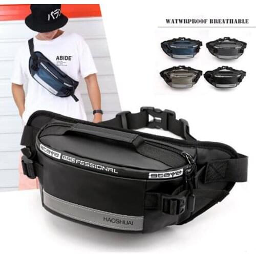 Waterproof Man Waist Bag Fashion Unisex Fanny Pack Reflective Strip Outdoor Sports Chest Pack Casual Travel Male Bum Belt Bag