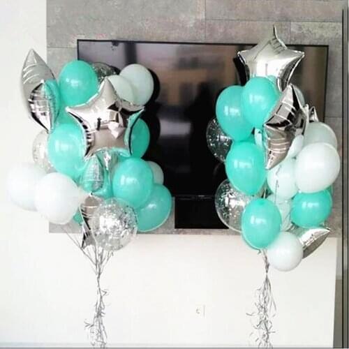 1set 18inch heart star foil balloon gold silver confetti balloon 10inch mint pink latex balloon wedding decoration birthday bal