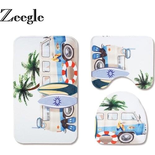 Zeegle Cartoon Bus Mat For Bathroom Absorbent Toilet Rugs Bathroom Carpet Anti-slip Floor Mat Memory Foam Bath Mat Bathroom Rug