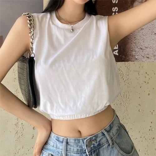 Women Fashion Sleeveless Solid Color Tops Stylish Round Neck Tank Top for Shopping Daily Wear