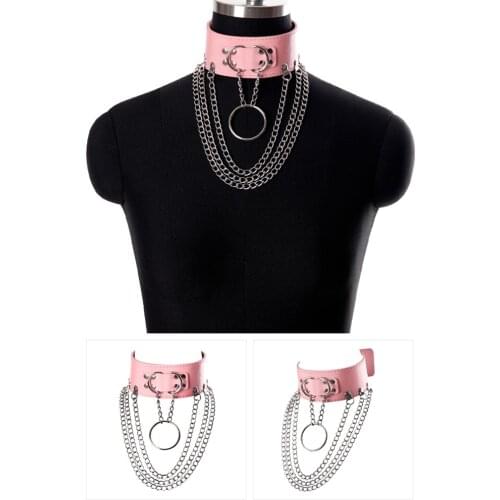 Harajuku Belts For Women Bdsm Harness Punk Leather Collar Elastic Bandage Dress Dance Clothing Metal Chain Accessories