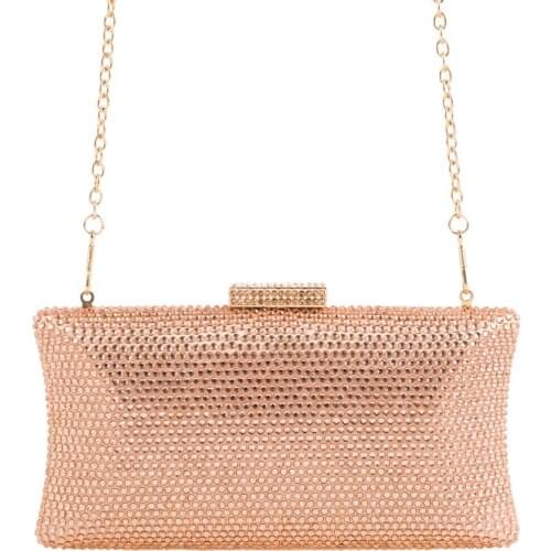 Womens Champagne Color Evening Clutch Bag Silver Gold Mini Handbag Female Clutch Purse Elegant Wedding Party Bags Shoulder Bag