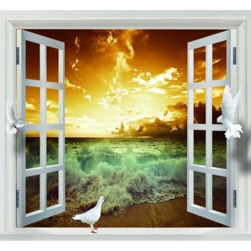 3d murals wallpaper for living room Sea view 3D scenerywallpapers background wall outside the window