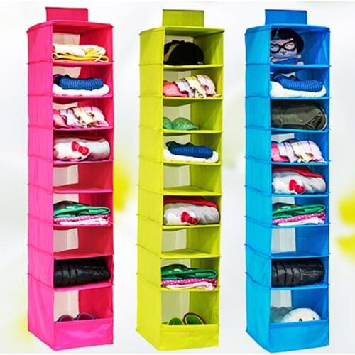 9-Pocket Clothing Hanging Storage Closet Organiser Rod Top for Towel Shoes Pants