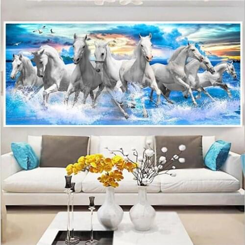White horse diy diamond painting full square/round diamond embroidery drill mosaic cross stitch diamond art living room decor