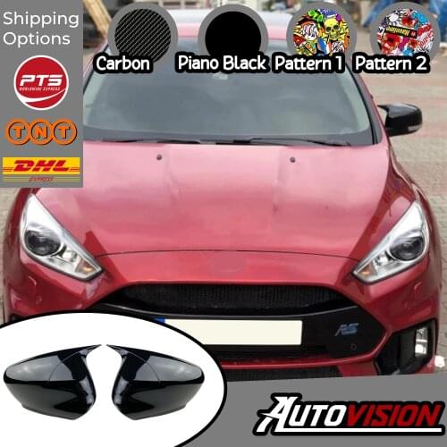Mirror Cover For Ford Focus MK 3 / 3.5 2011 2012 2013 2014 2015 Accessory Bright Black BATMAN Case CAR Shields External Parts