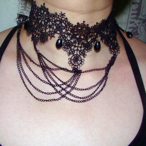2017 Punk Gothic Black Lace Velvet Choker necklace tassel choker necklaces for Women Chocker collares mujer Collier Femme Bijoux