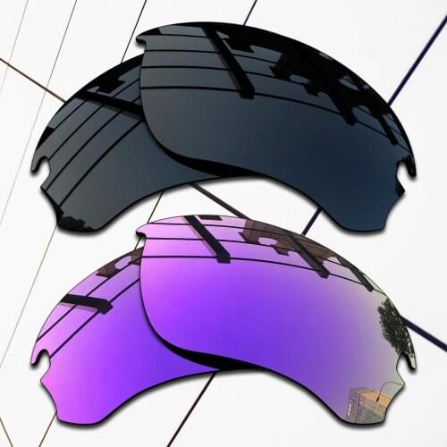 E.O.S 2 Pairs Black & Purple Polarized Replacement Lenses for Oakley Si Speed Jacket OO9228 Sunglasses