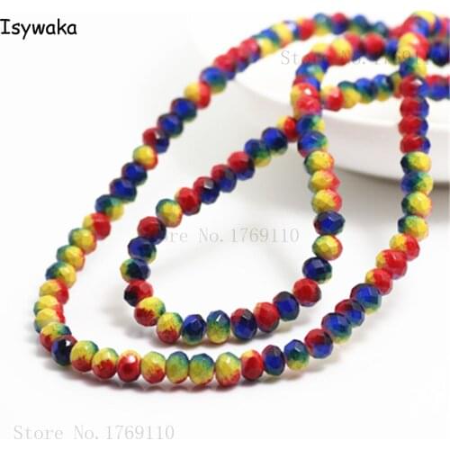 Isywaka Fashion 4x6mm 50pcs Rondelle Austria faceted Crystal Glass Beads Loose Spacer Round Beads for Jewelry Making No.45R6