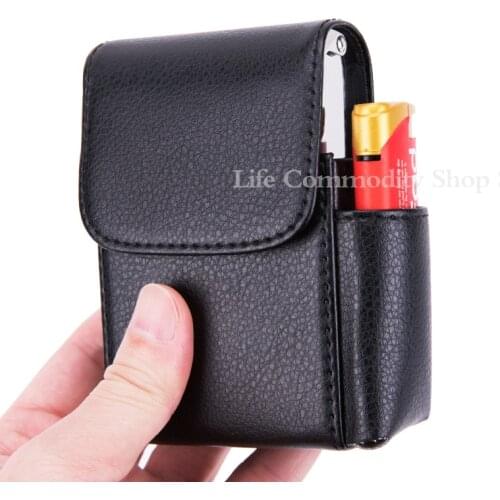 PU Leather Cigarette Box Lighter Holder Tobacco Smoke Tools Name Card Storage Container Lighter Holder Cigar Cases Tobacco Pouch