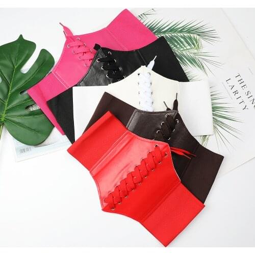 Belts For Women Waist Corset Wide PU Leather Slimming Body Belts Elastic Waistband Adjustable Ceinture Femme Fajas Dress Girdle