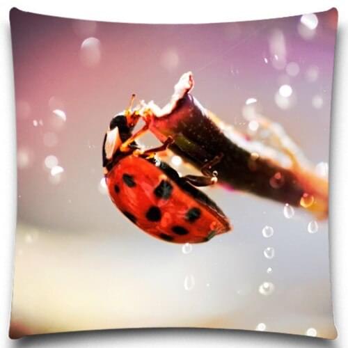 Red&Black Ladybug pattern Cotton Polyester Cushion Cover Sofa Home car Decorative Throw Waist Pillow Case
