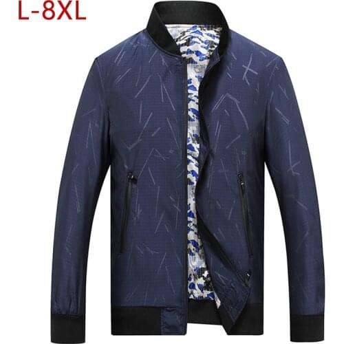 L-8XL Men Classic Baggy Thin Jacket Spring Autumn Male Casual Slim Fit Blue Red Outerwear Windbreak Baseball Varsity Coat CF263