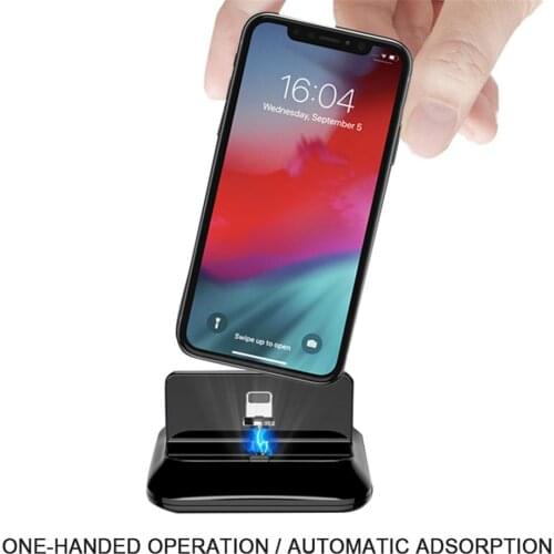 3 in 1 Magnetic Phone Charger Holder Micro USB Type-C Lighting Magnet Fast Charging Stand For iphone 8 plus X XR Samsung Xiaomi