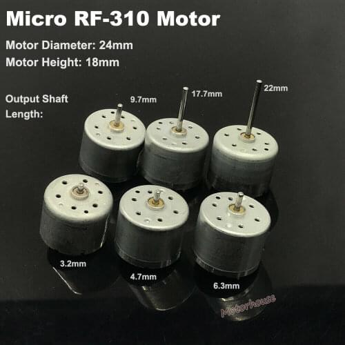 Micro 310 Motor DC 3V 6V 9V D/V5.9 Micro Mini 24mm Round Spindle Motor RF-310T-11400 Motor 2mm Diameter Shaft DIY Solar Toys