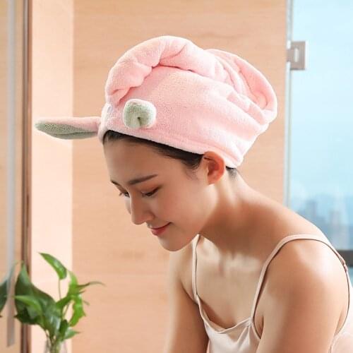Cute Hair Drying Towel Ultra Absorbent Convenience Quick Dry Hair Turban Hair Towel Wrap for Women Wet Hair Home Textile Towel