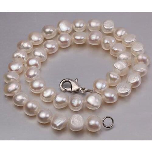Fashion 9x10White Irregular Shape Baroque Pearl Necklace 18"