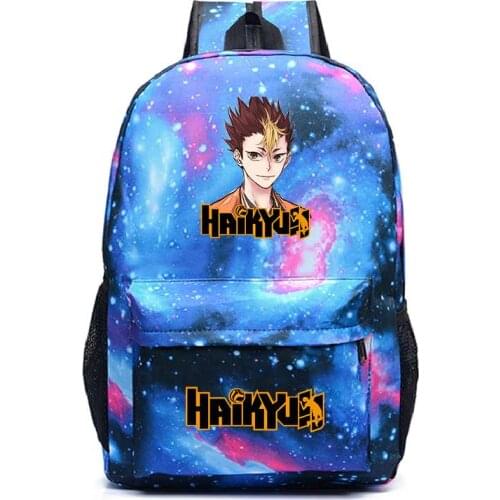 Fashion Anime Haikyuu Shoyo Karasuno Print Backpack Canvas School Bags Laptop Backpack Travel Bagpack Rugzak Men Backpacks New
