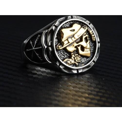 Retro Geometric Fashion Gothic Kkull Captain Mens Ring Party Jewelry Hip Hop Accessories Holiday Gifts Wholesale Drop Shipping