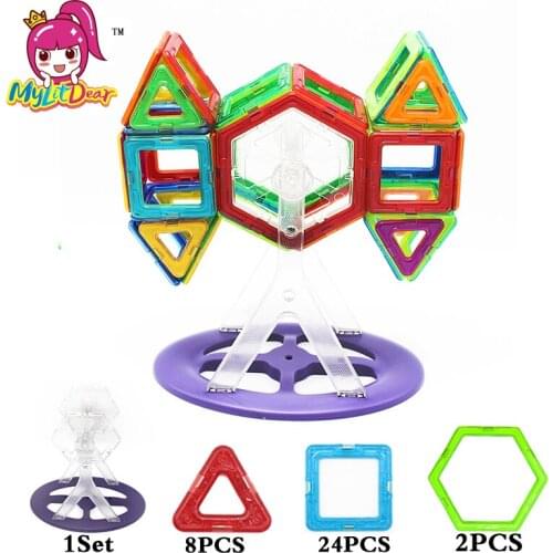 MylitDear 35Pcs/Set Big Size DIY Magnetic Enlighten Bricks Part Building Blocks Magnetic Base Construction Toys For Children