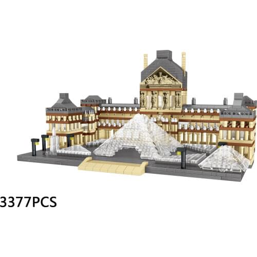 Disney Mickey mouse Around the World building block France paris Musée du Louvre assemble model brick educational toy nanobrick
