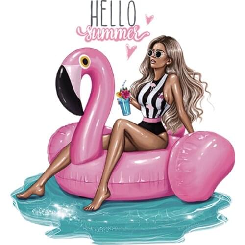 Pink Duck Clothing Patches Summer Girls Heat Transfer Clothes Iron On Diy Accessory Stickers Fashion Washable Patch