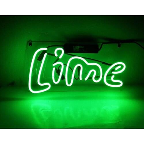 14“ Lime Green Acrylic Custom Neon Light Lamp Sign Beer Bar Handmade Real Glass Decorate Home Wall Room Windows Tube Artwork