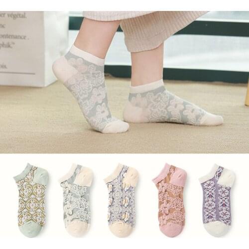 Spring Summer Cotton French Style Noble INS Fashion Elegance Woman Thin Lace Breathable Cool Sweet Casual Ankle Low Tube Socks
