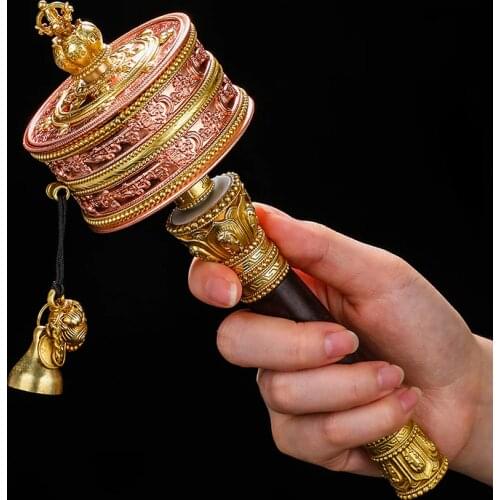 Wholesale Buddhism supply Tibet temple Buddhist disciple family Efficacious scriptures Vajra Warp Prayer wheel ZHUAN JING LUN