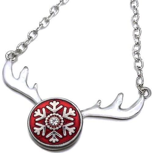 Wholesale Interchangeable Christmas Deer 256 fit 18mm snap button necklaces pendants DIY Jewelry for women men gift 60cm