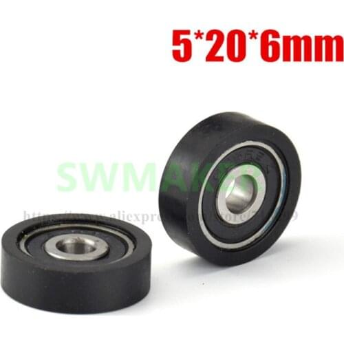 10pcs 5*20*6mm PU polyurethane, wear-resistant mute, 625 gum-coated, bearing wheel, plane roller conveyor belt