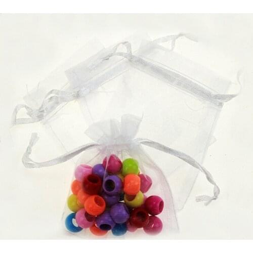 17*23cm 50pcs White Gift Bags For Jewelry/wedding/christmas/birthday Yarn Bag With Handles Packaging Organza Bags