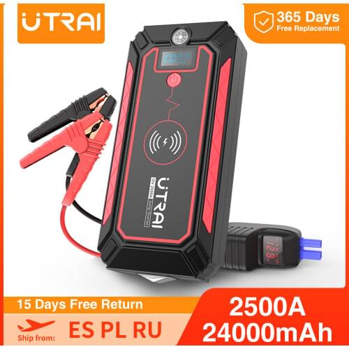 UTRAI Car Jump Starter 24000mAh 2500A Wireless Charger Power Bank For 12V Car Emergency Starter Jstar 4 Auto Car Booster Battery