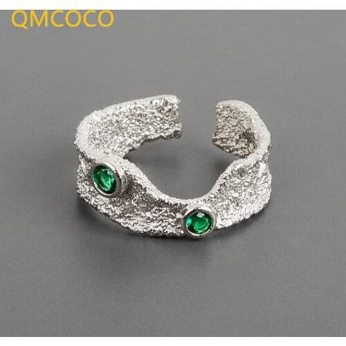 QMCOCO 925 Sterling Silver New Style Simple Design Bump Matte Ring Zircon Opening Handmade Ring Fashion Fine Jewelry