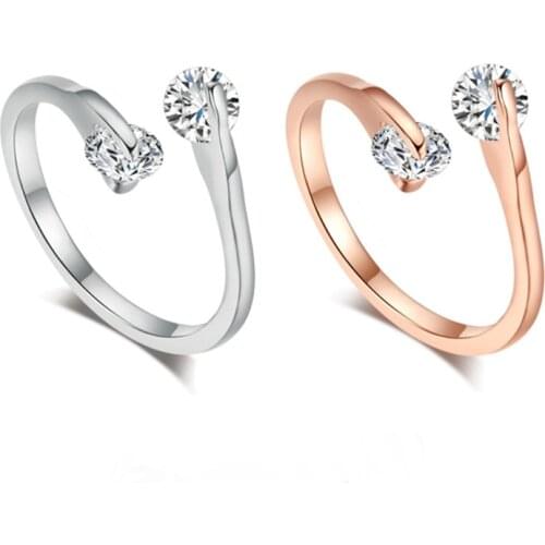 Crystal Ring For Women Wholesale Fine Jewelry Adjustable Double Rounds Ring Open Midi Toe Rings For Women Fine Jewelry Rings