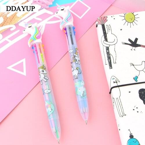 2Pcs/lot 6 Colors Unicorn Cartoon Ballpoint Pen School Office Supply Gift Stationery Papelaria Escolar