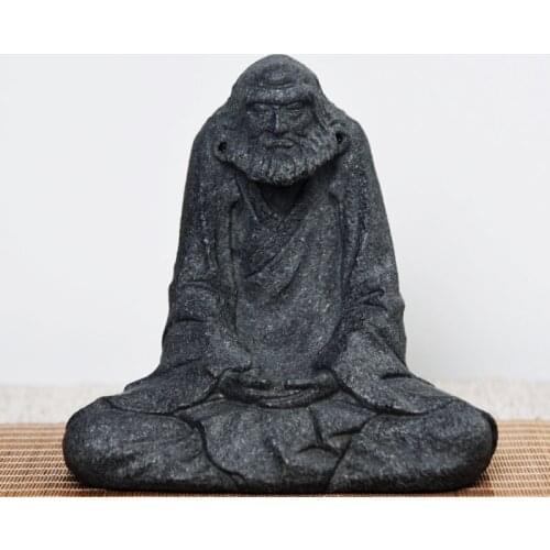 Dharma Buddha Granite Stone Statue Artifact Hand-Carved Bodhidharma Master Figurines Desk Decoration Handcrafts Cultural Gifts