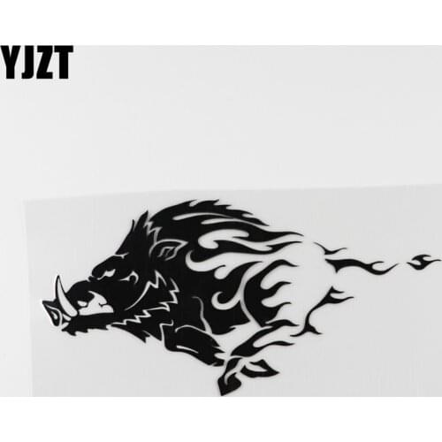 YJZT 16.9CMX8.4CM Wild Boar Angry Pig Tribal Animal Vinyl Car Sticker Black /Silver 13C-0193