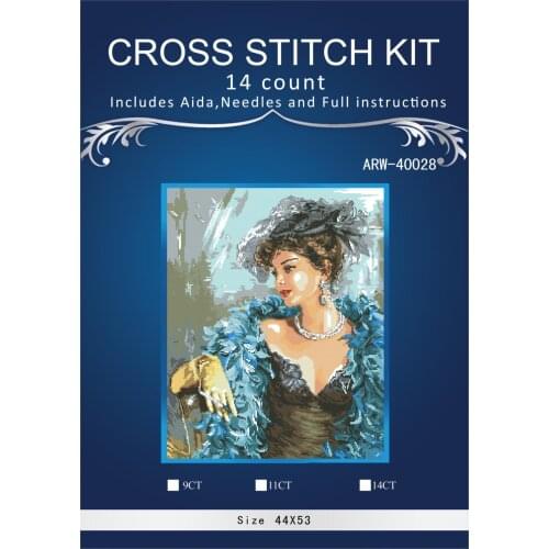 Top Quality beautiful nostalgic counted cross stitch kit elegant fashion lady woman 46X55CM, 14CT 8