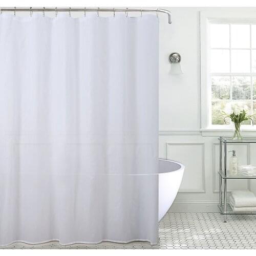 White Nylon Fabric Shower Curtains Liner for Bathroom Hotel Quality Button Lock Waterproof Washable Solid Color Home Curtain