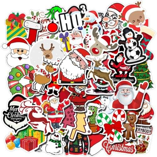 50PCS Mixed Christmas Graffiti Stickers Waterproof Skateboard Fridge Guitar Laptop DIY Classic Kid Toy Joke Sticker Decals Gift