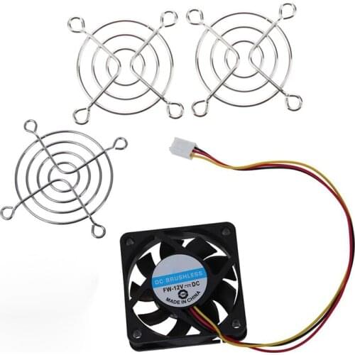 1x 60mm X 60mm X 15mm 3 Pins Cooling Fan With Metal Finger Guards & 2 Pcs Silver Tone Metal Grill Protector 50mm CPU Fan Finger